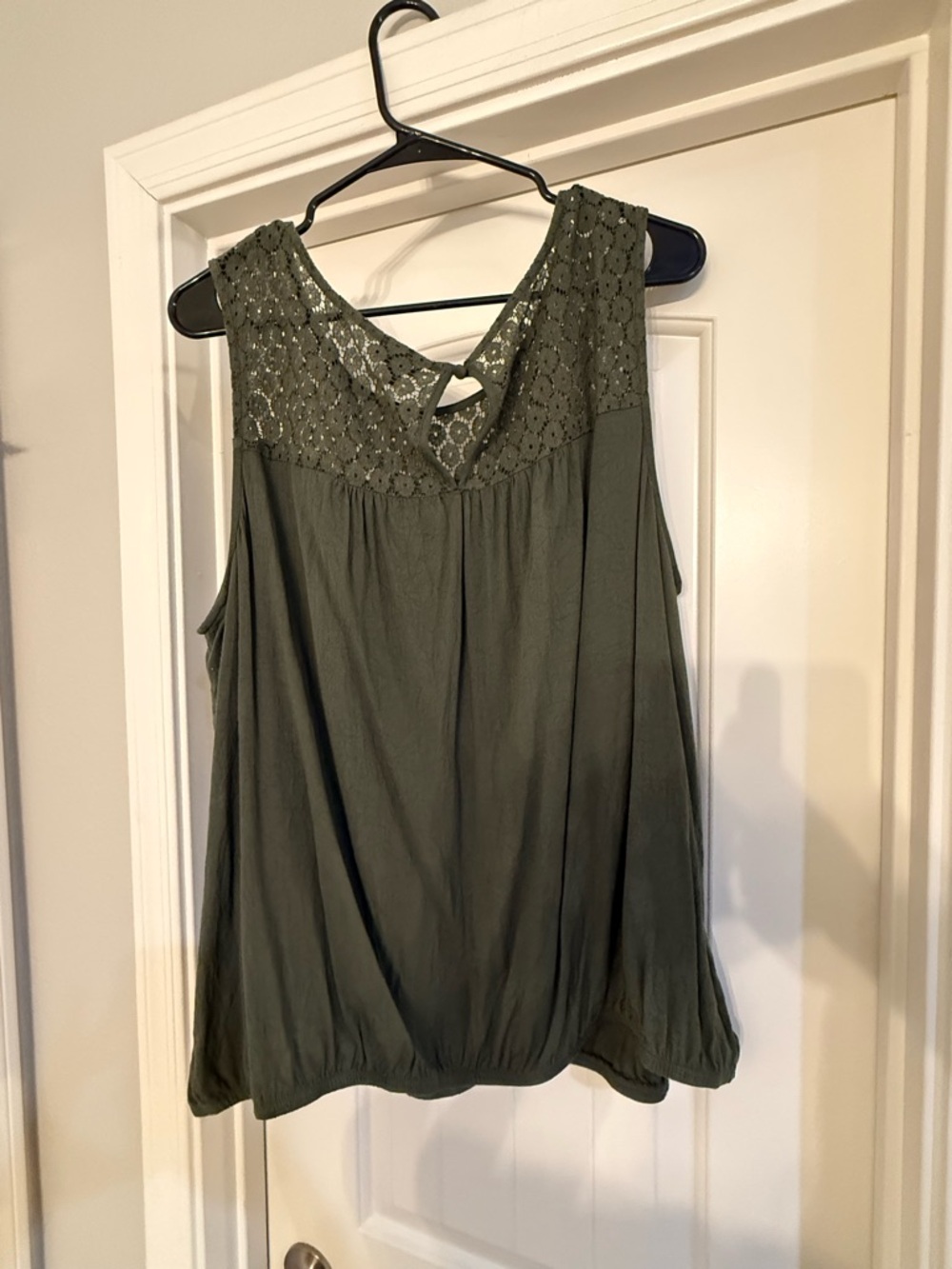 Torrid Olive Crochet Yoke Sleeveless Tank